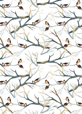 Blackout roller blind Birds on a tree