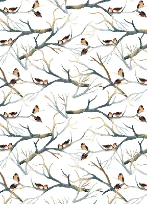 Blackout roller blind with birds on a tree print