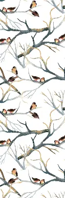 Blackout roller blind with birds on a tree print