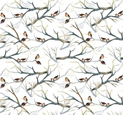 Blackout roller blind with birds on a tree print