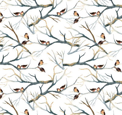 Blackout roller blind Birds on a tree