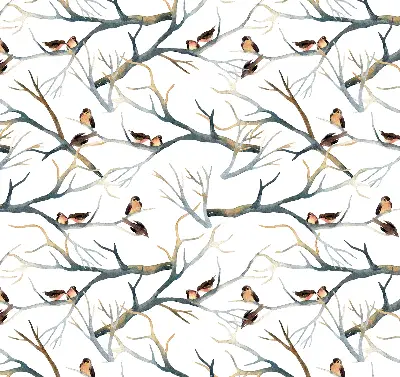 Blackout roller blind with birds on a tree print