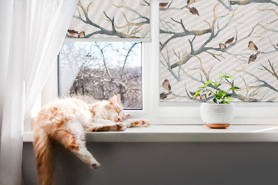 Blackout roller blind Birds on a tree