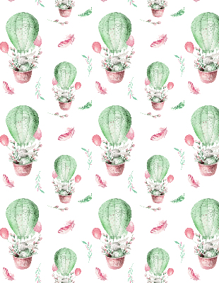 Fabric roller blind for window Green balloons