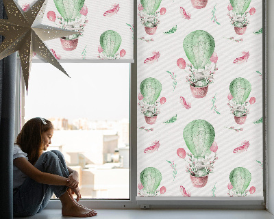 Fabric roller blind for window Green balloons