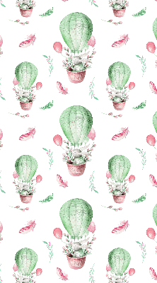 Fabric roller blind for window Green balloons