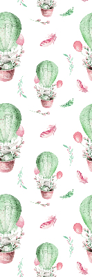 Fabric roller blind for window Green balloons