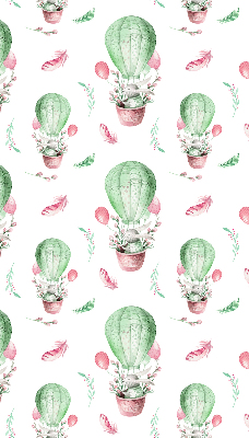 Fabric roller blind for window Green balloons