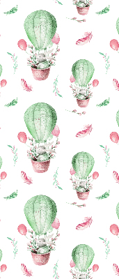 Fabric roller blind for window Green balloons