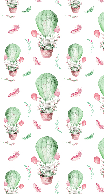 Fabric roller blind for window Green balloons