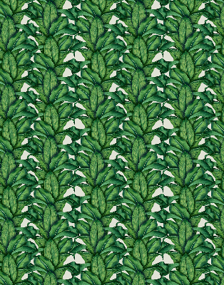 Blackout roller blind green leaves pattern