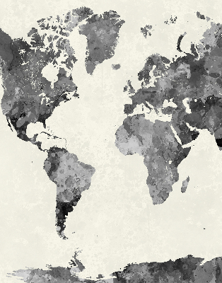 Blackout roller blind for window black continents print