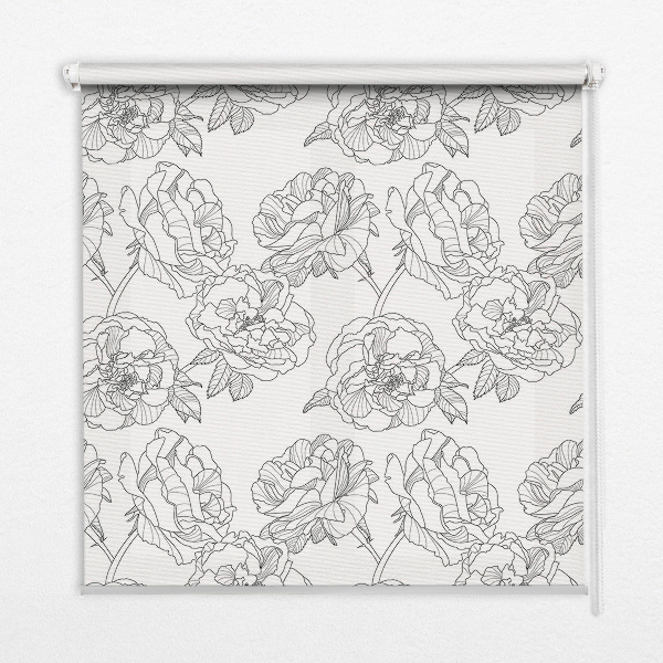 Blackout roller blind for window Drawn roses