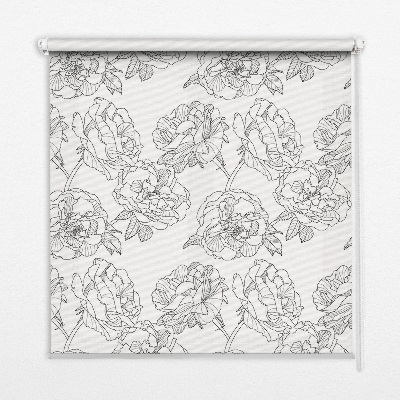 Blackout roller blind for window Drawn roses