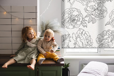 Blackout roller blind for window Drawn roses