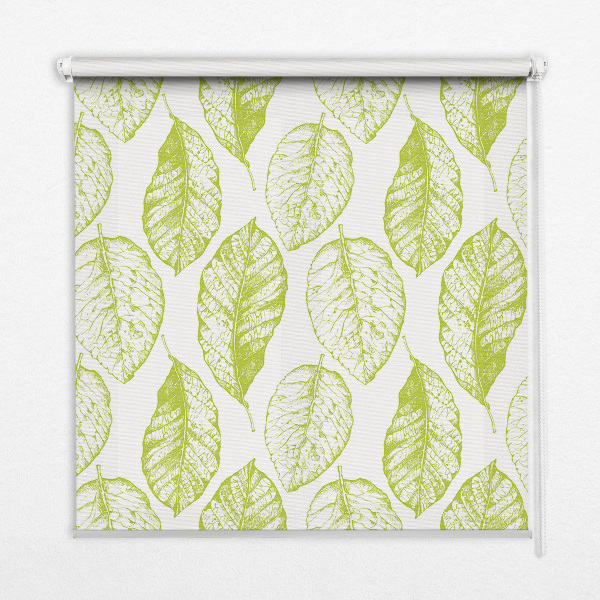 Fabric roller blind for window Lime leaves