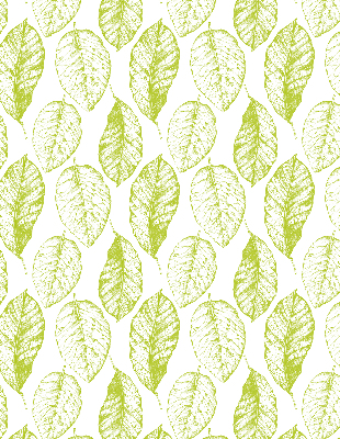 Fabric roller blind for window lime leaves pattern