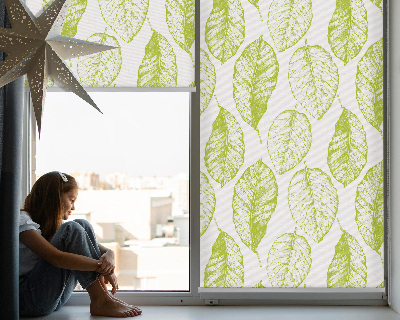 Fabric roller blind for window Lime leaves