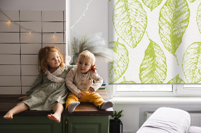 Fabric roller blind for window Lime leaves