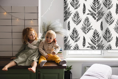 Blackout roller blind painted leaves print