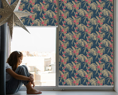 Fabric roller blind for window Interesting plants