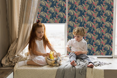 Fabric roller blind for window Interesting plants