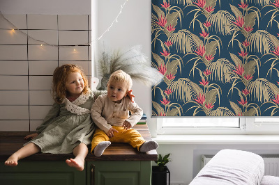 Fabric roller blind for window Interesting plants