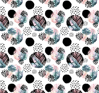 Blackout roller blind circles and leaves pattern