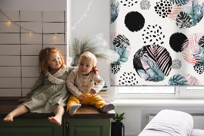 Blackout roller blind Circles and leaves