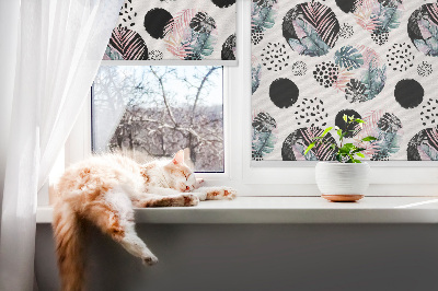 Blackout roller blind Circles and leaves
