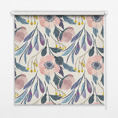 Blackout roller blind for window Poppies