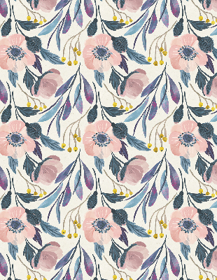 Blackout roller blind for window poppies print