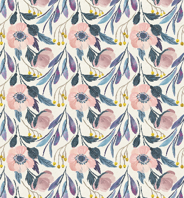 Blackout roller blind for window poppies print