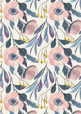 Blackout roller blind for window poppies print