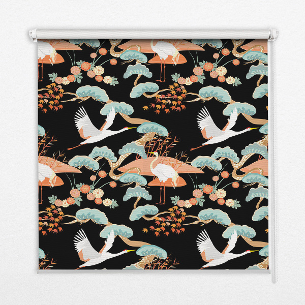 Fabric roller blind for window Flying heron