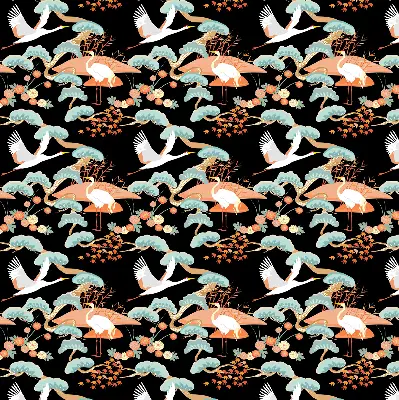 Fabric roller blind for window flying heron pattern