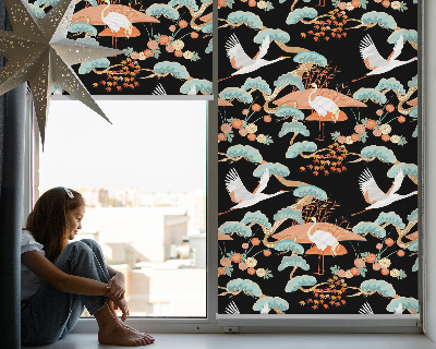 Fabric roller blind for window Flying heron