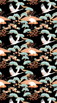 Fabric roller blind for window flying heron pattern
