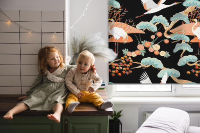 Fabric roller blind for window Flying heron