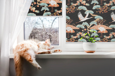 Fabric roller blind for window Flying heron