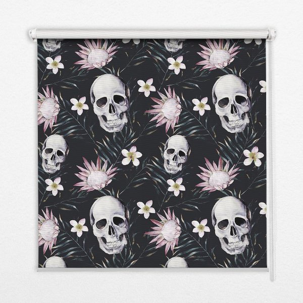 Blackout roller blind Skulls among flowers