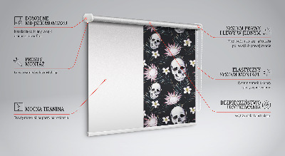 Blackout roller blind Skulls among flowers
