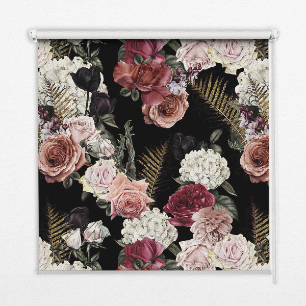 Blackout roller blind for window A bouquet of roses