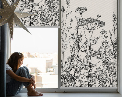 Blackout roller blind Gray flowers