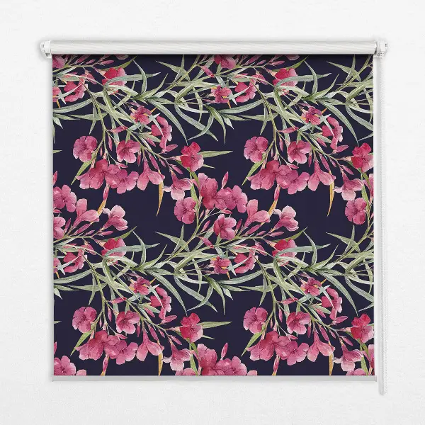 Blackout roller blind with exotic flower print