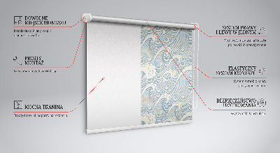 Fabric roller blind for window Water waves