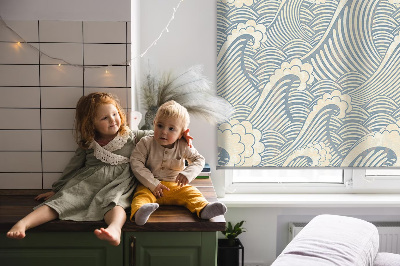 Fabric roller blind for window Water waves