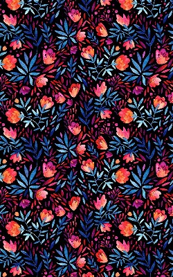 Fabric roller blind for window poppy pattern