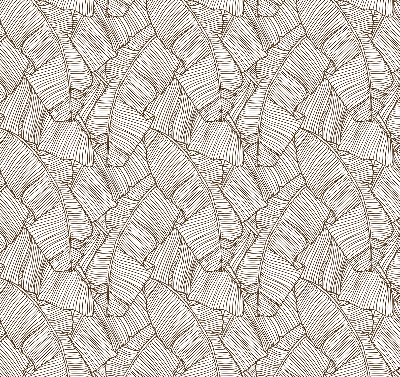 Blackout roller blind for window with a drawn palm leaves pattern