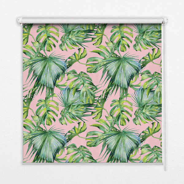 Fabric roller blind for window Tropical leaf varieties